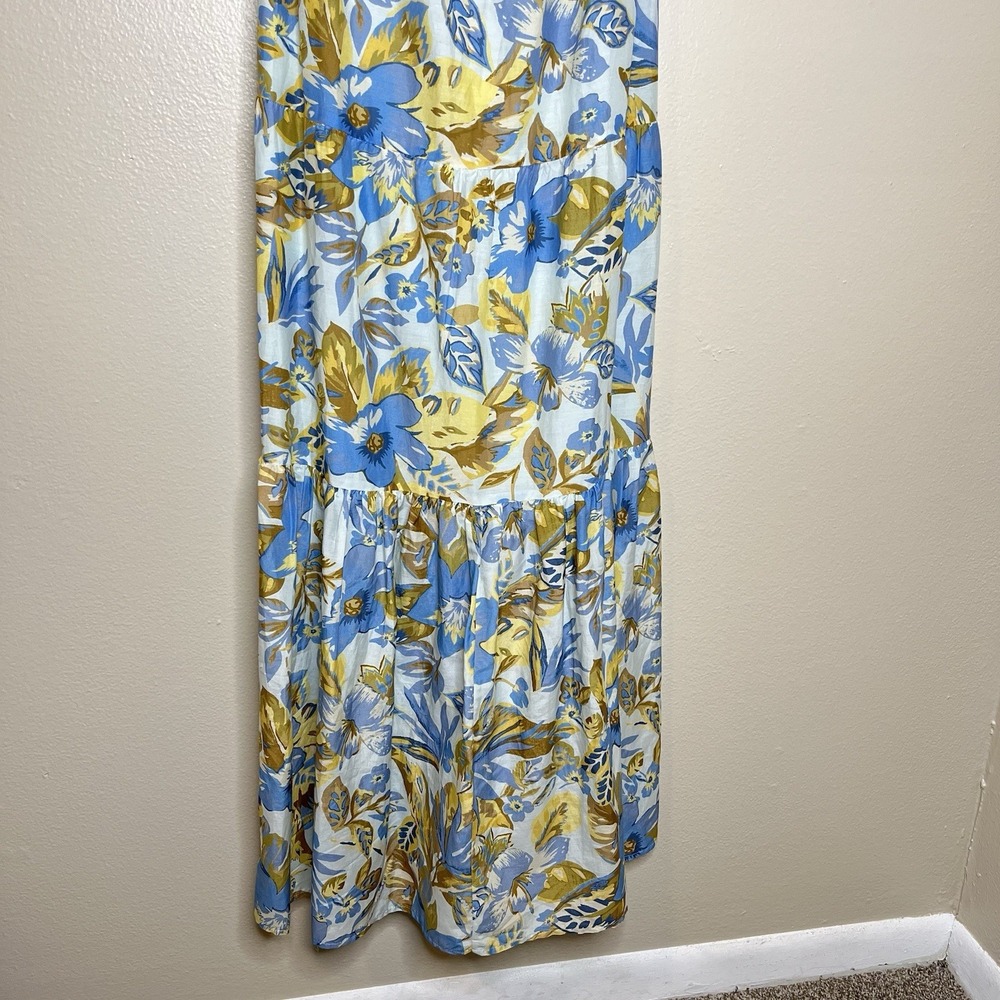faherty dress Maxi Chaser floral Blue Boho Cottage Beach XS Tiered Boho Silk - Picture 6 of 12